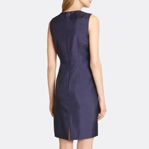 Tahari Satin Sleeveless Shift Dress Baby Blue Size 4 - Picture 2 of 10